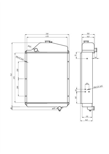 Chłodnica miedziana mocowanie boczne 1012/1014 RM turbo C-385