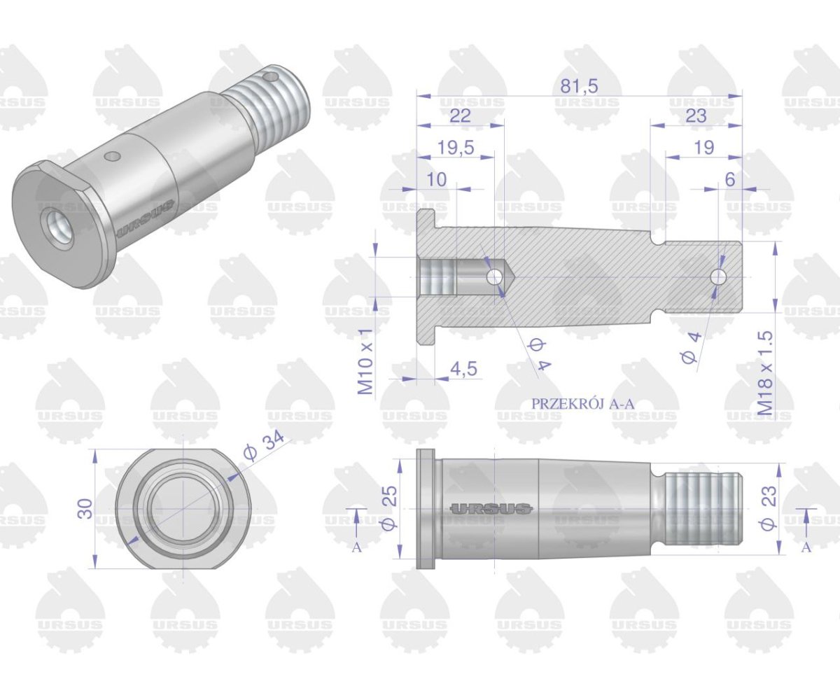 Sworzeń siłownika wspomagania układu kierowniczego 88578012 C-385 ORYGINAŁ URSUS