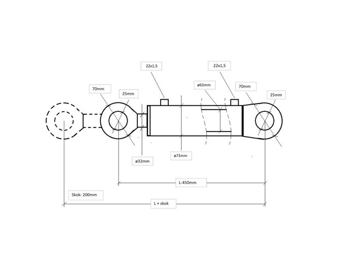 Cylinder hydrauliczny, siłownik wspomagania układu kierowniczego SMT2 63/32/200 C-385 Kraj