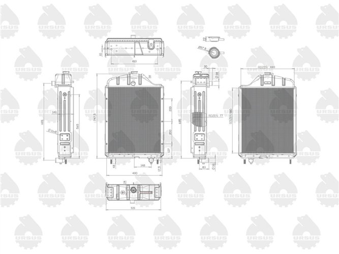 Chłodnica wody miedziana C-1212/1214 dolne mocowanie C-385 ORYGINAŁ URSUS