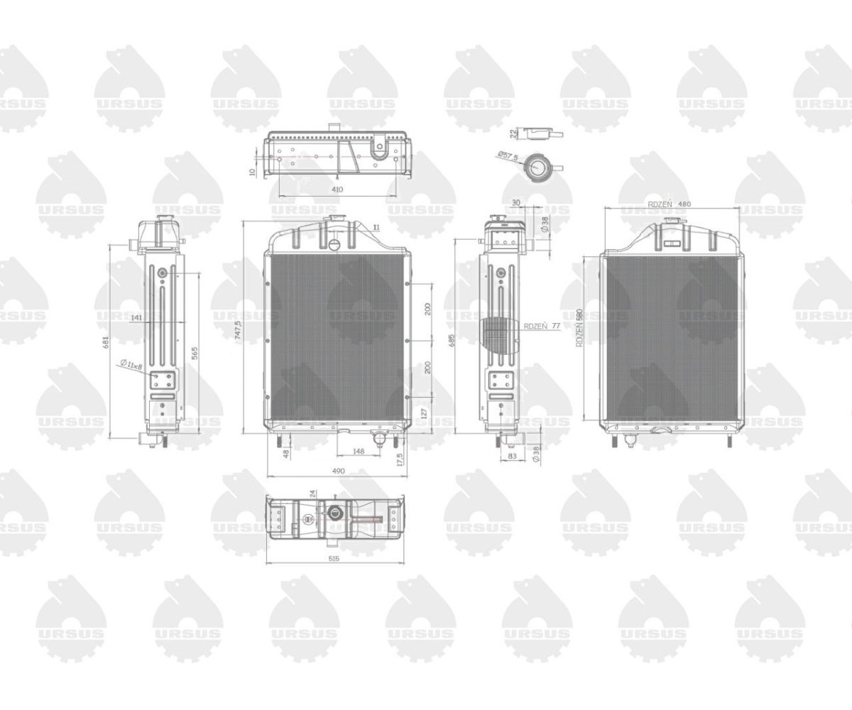 Chłodnica wody miedziana C-1212/1214 dolne mocowanie C-385 ORYGINAŁ URSUS