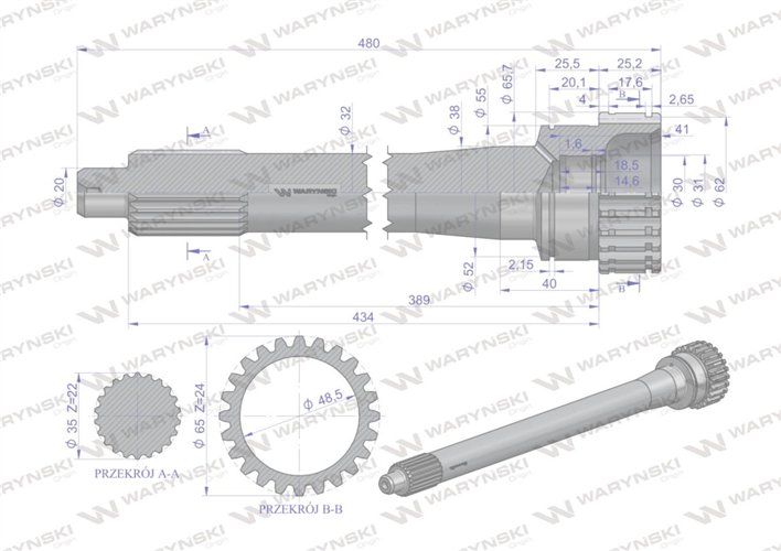 Wałek sprzęgłowy 86126086 C-385 WARYŃSKI