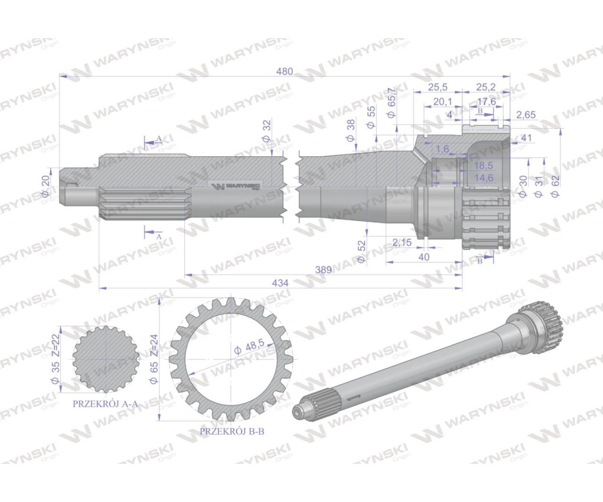 Wałek sprzęgłowy 86126086 C-385 WARYŃSKI