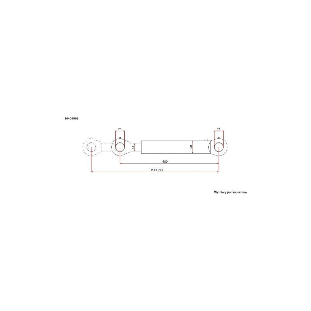 Cylinder hydrauliczny, jednostronny, pomocniczy podnośnika 86409904, SMT 2.50/32/305 C-385 Kraj