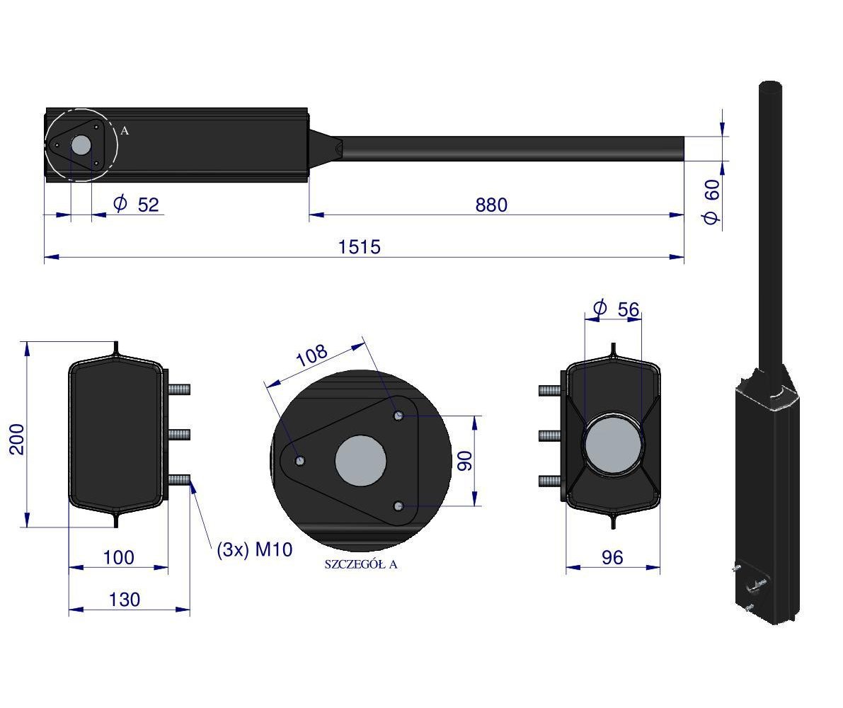 Tłumik boczny długi emaliowany C-385