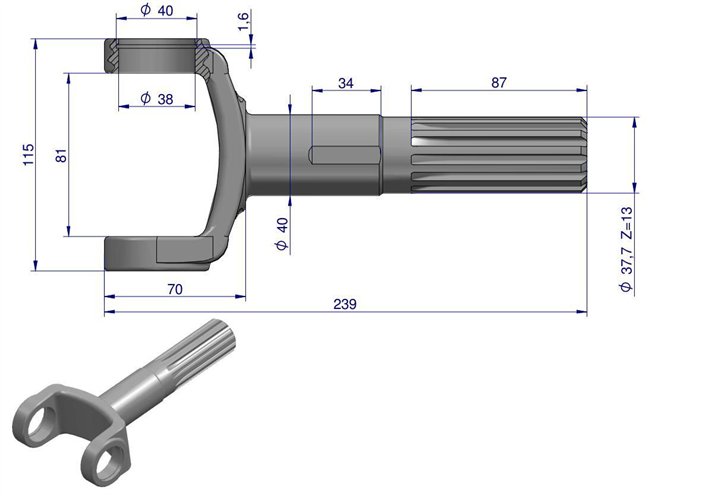 Wał koła przedniego mostu 67453120 C-385