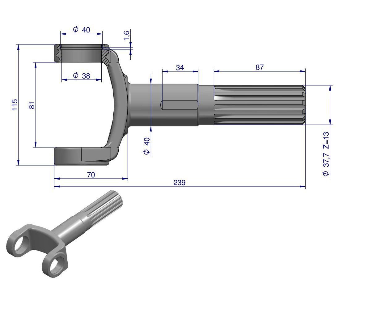 Wał koła przedniego mostu 67453120 C-385