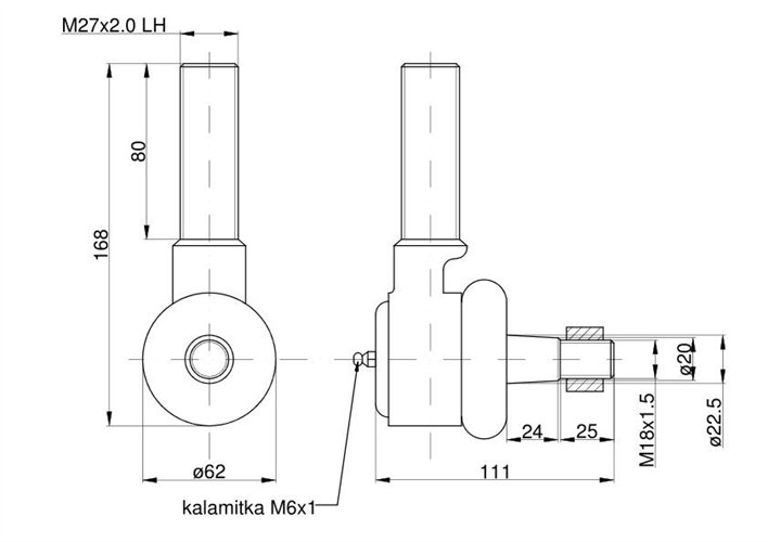 Przegub kulowy krótki lewy z nakrętką M27X2 88221109 67453520 C-385