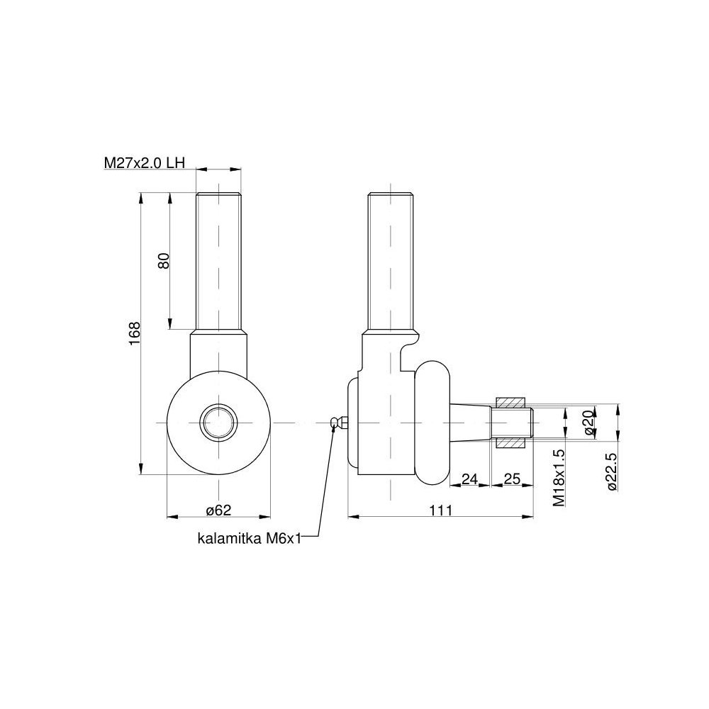 Przegub kulowy krótki lewy z nakrętką M27X2 88221109 67453520 C-385