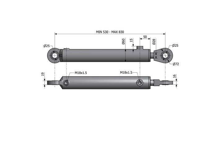 Cylinder hydrauliczny, siłownik wspomagania układu kierowniczego SMT2CJ.50.28.300 C-385 6-cyl. Kraj