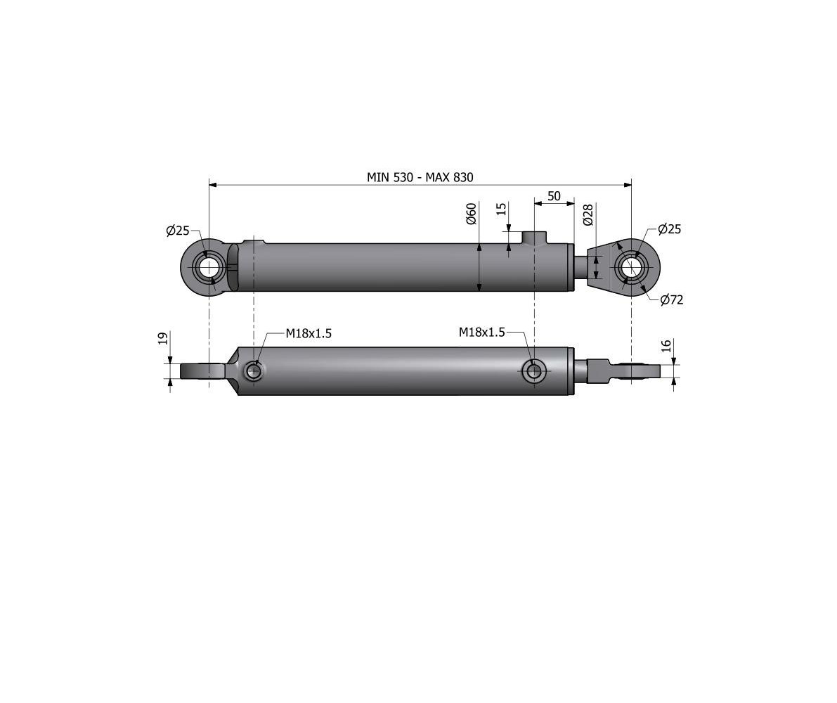 Cylinder hydrauliczny, siłownik wspomagania układu kierowniczego SMT2CJ.50.28.300 C-385 6-cyl. Kraj