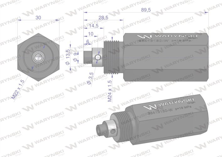 Zawór bezpieczeństwa cylindra hydraulicznego do C-385 WARYŃSKI