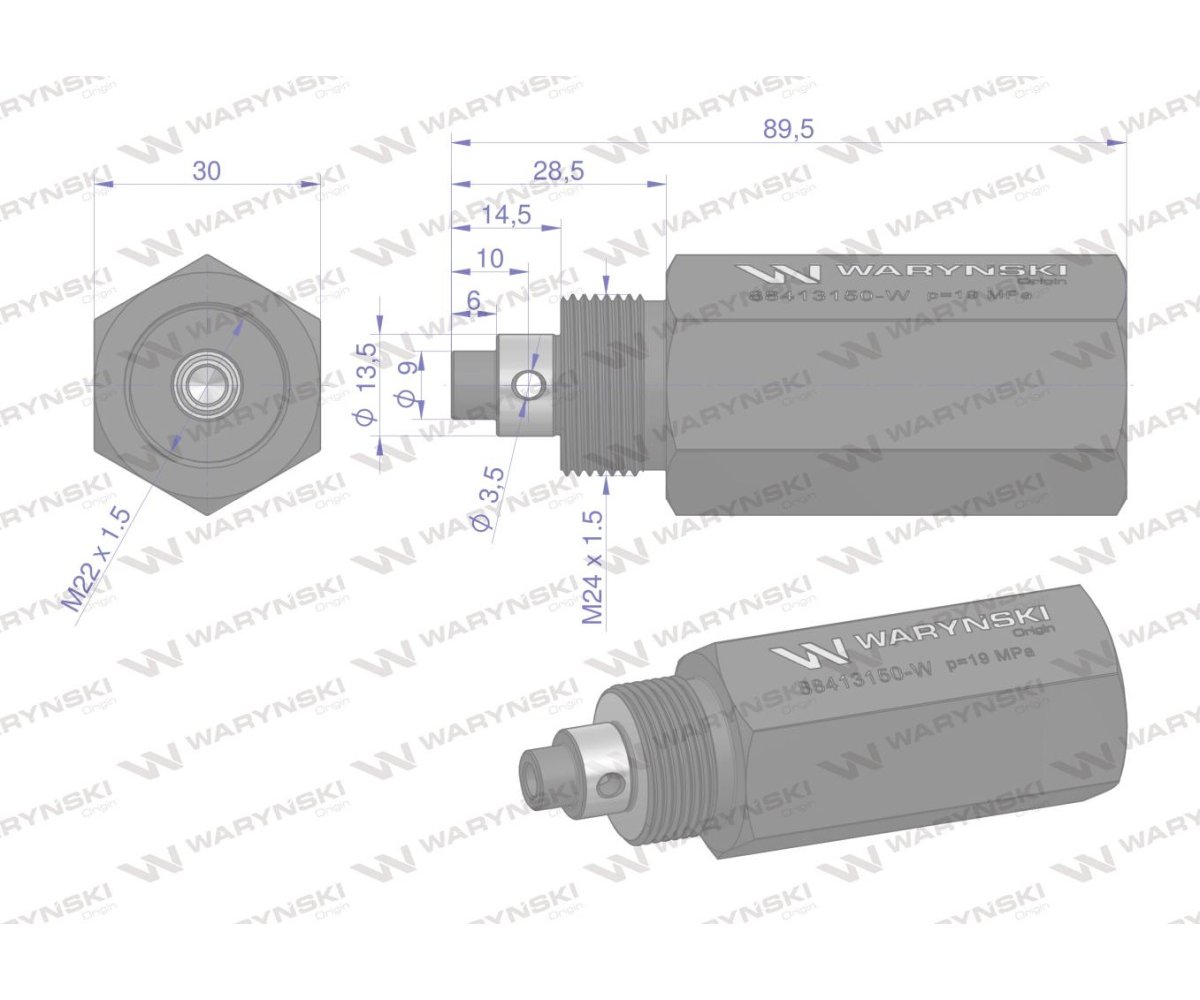 Zawór bezpieczeństwa cylindra hydraulicznego do C-385 WARYŃSKI