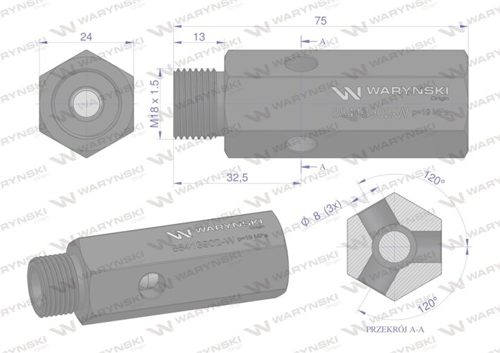 Zawór bezpieczeństwa cylindra hydraulicznego do C-385 WARYŃSKI