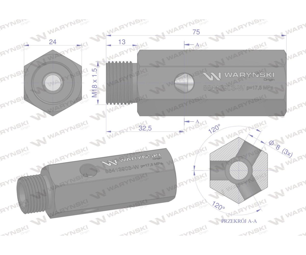 Zawór bezpieczeństwa pompy hydraulicznej do C-385 WARYŃSKI