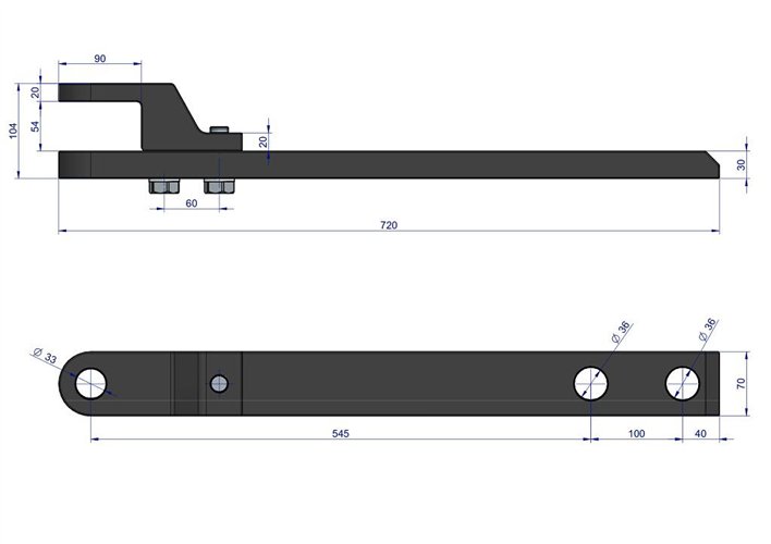 Dyszel dolnego zaczepu kompletny 6 cylindrowy C-385
