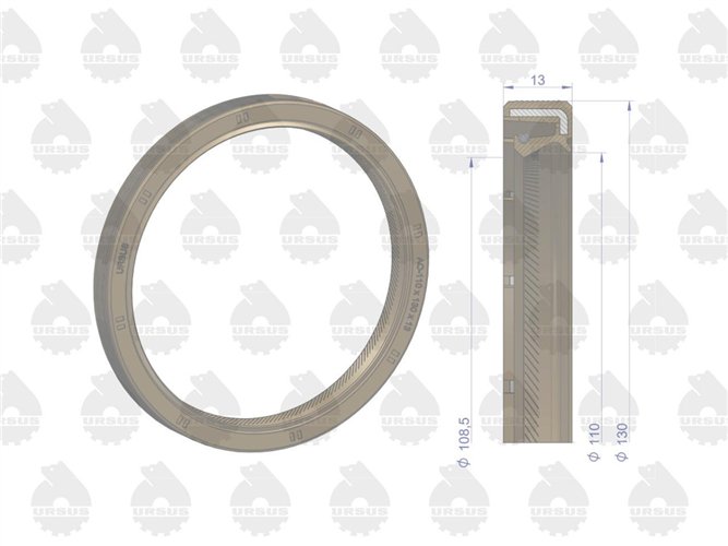 Pierścień uszczelniający uszczelniacz wału korbowego tylny 110x130x13 Fluoroelastomer C-385 ORYGINAŁ URSUS