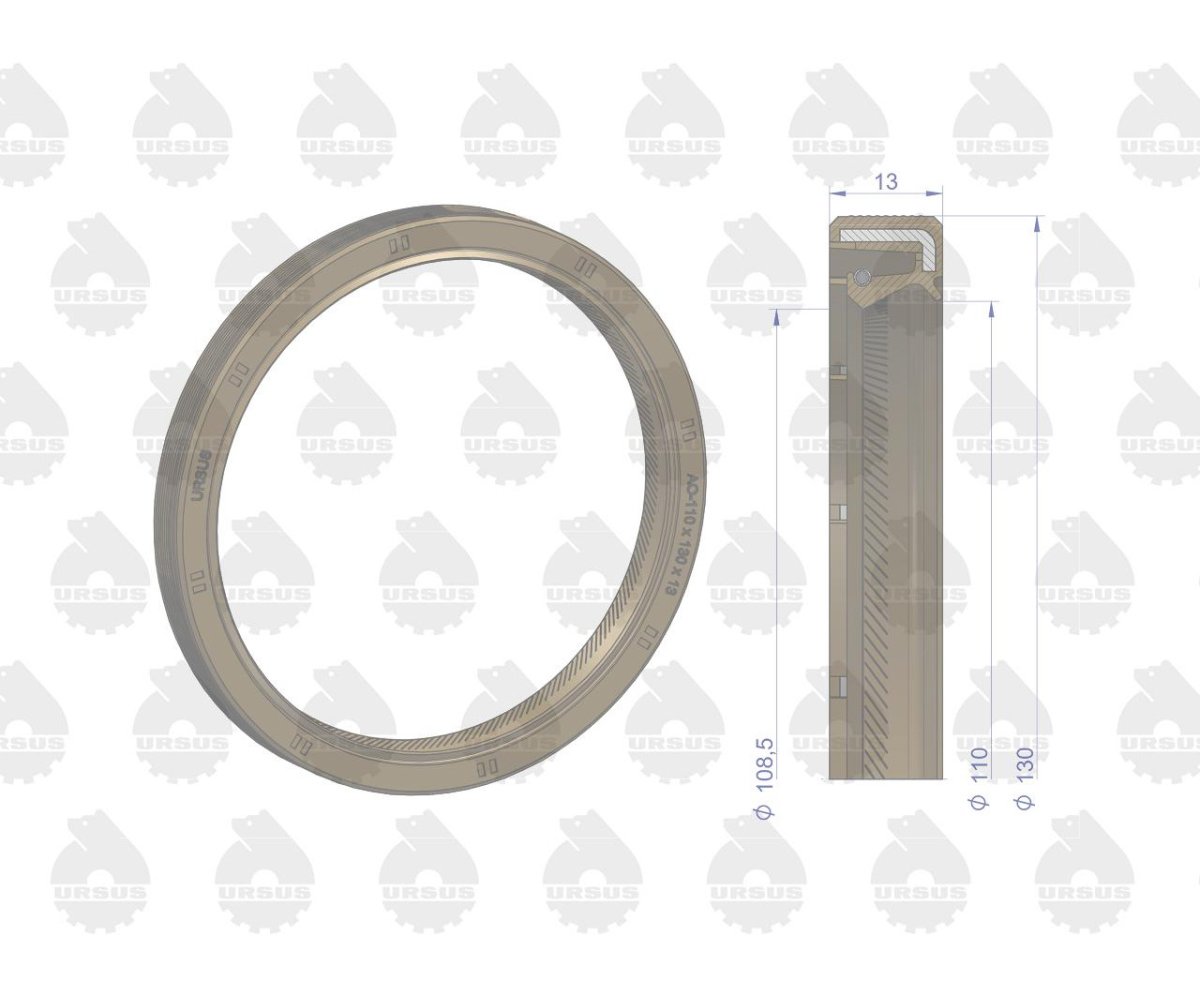 Pierścień uszczelniający uszczelniacz wału korbowego tylny 110x130x13 Fluoroelastomer C-385 ORYGINAŁ URSUS