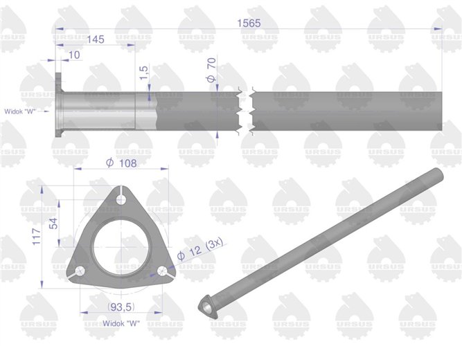 Rura Tłumika C-385 Turbo prosta ORYGINAŁ URSUS
