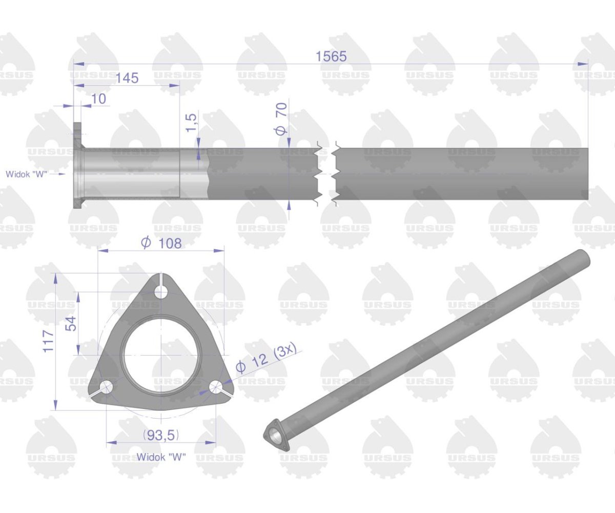Rura Tłumika C-385 Turbo prosta ORYGINAŁ URSUS