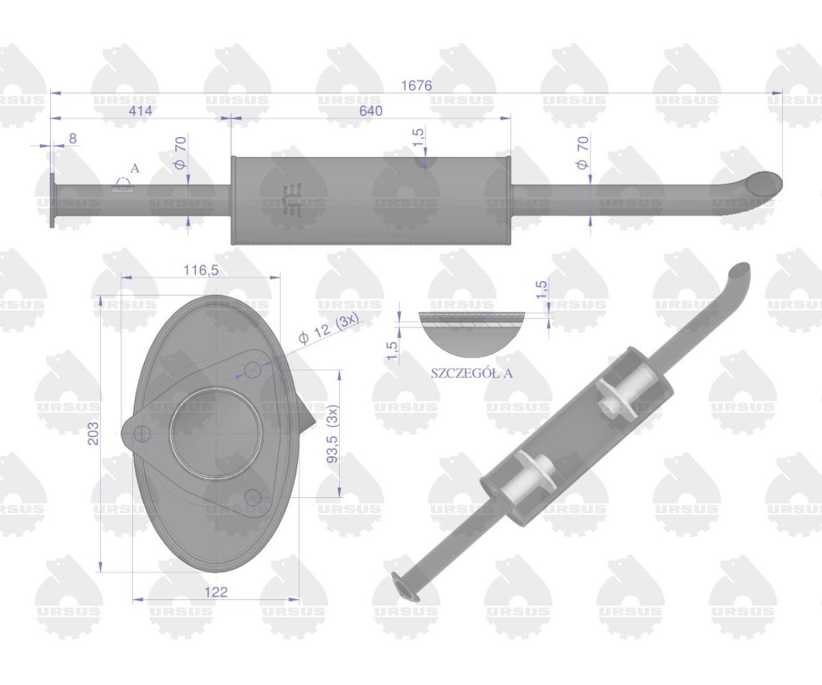 Tłumik TURBO 1676mm 9.8kg C-385 ORYGINAŁ URSUS