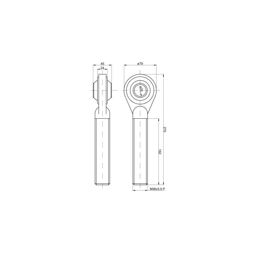 Główka wieszaka L kpl. M36x3 prawy sworzeń-fi28 C-385