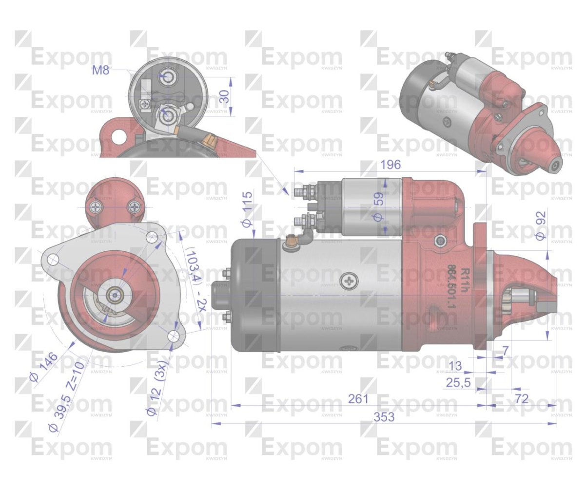 Rozrusznik R11H 12V 3kW MF3 EXPOM KWIDZYN eu