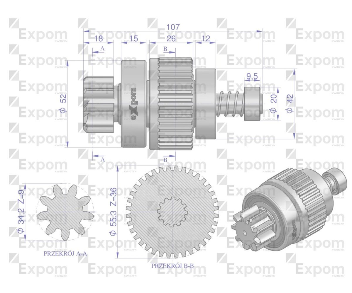 Zespół sprzęgający rozrusznika CASE typu Magneton 9142805 Blue Line EXPOM KWIDZYN