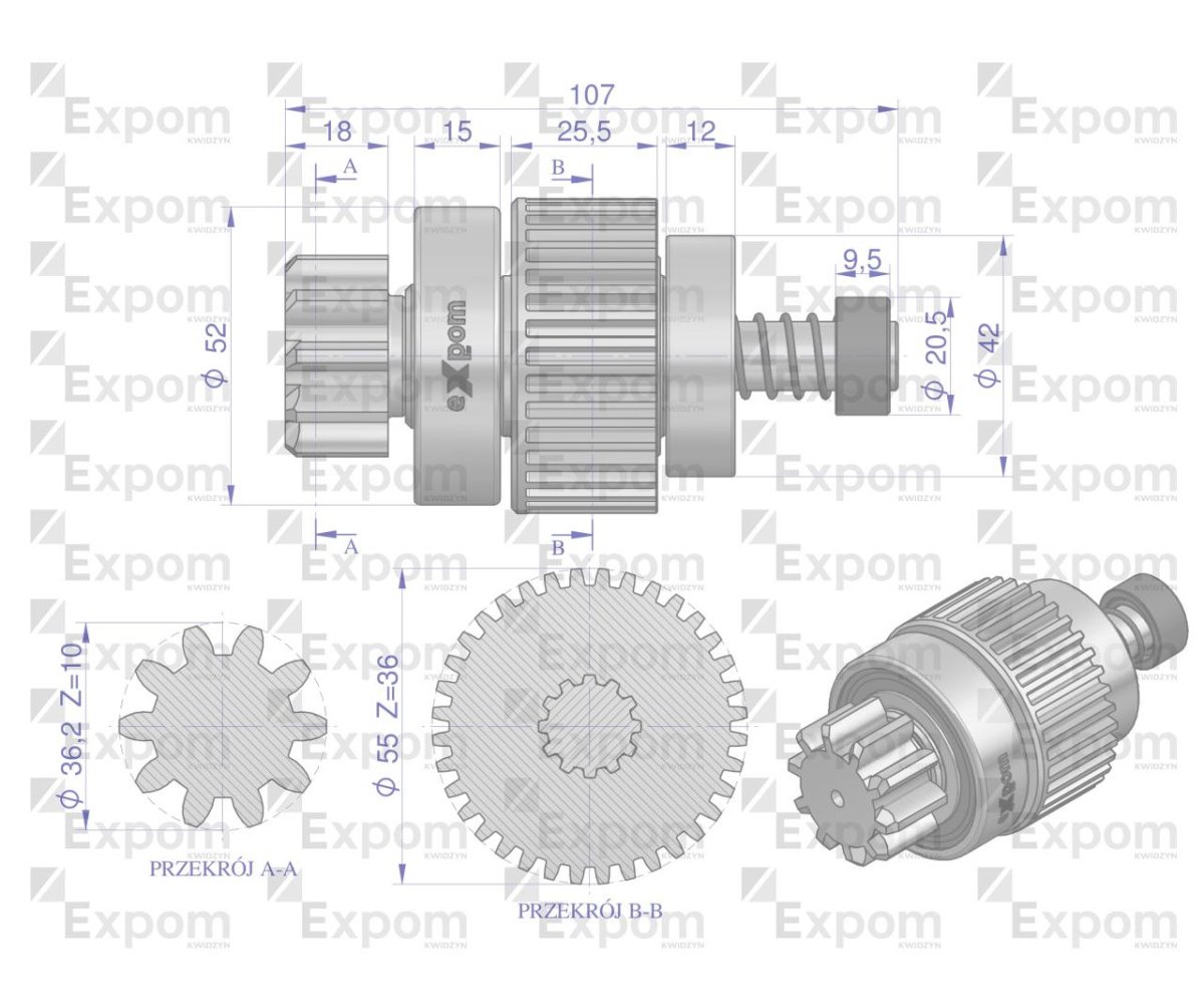 Zespół sprzęgający rozrusznika CASE MF typu Magneton 9142748 Blue Line EXPOM KWIDZYN