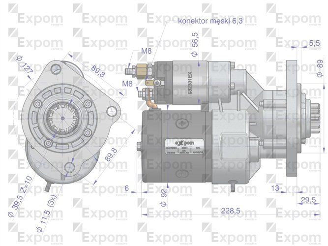 Rozrusznik z reduktorem typu Magneton Case MF 9142720 Blue Line EXPOM KWIDZYN