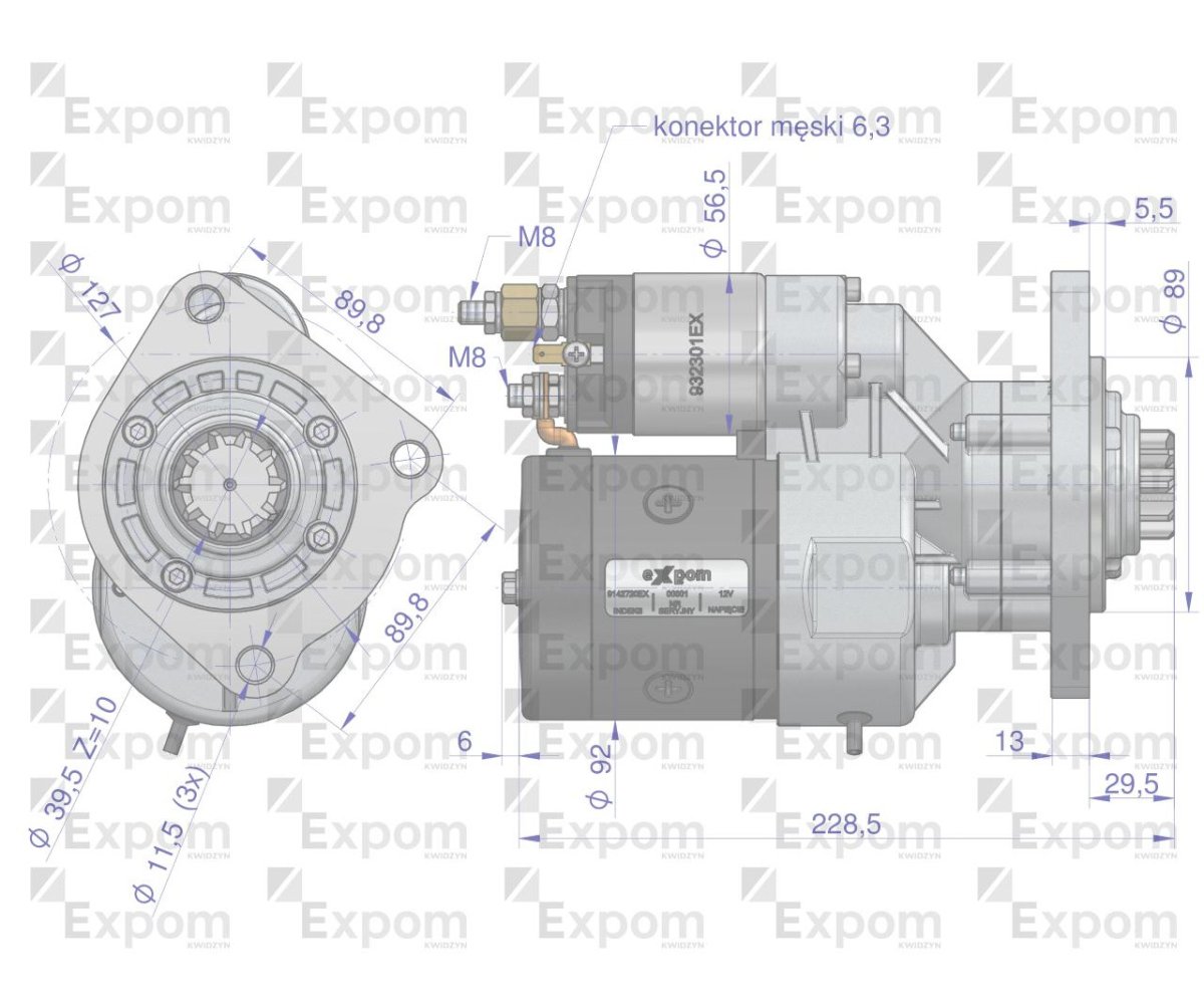 Rozrusznik z reduktorem typu Magneton Case MF 9142720 Blue Line EXPOM KWIDZYN