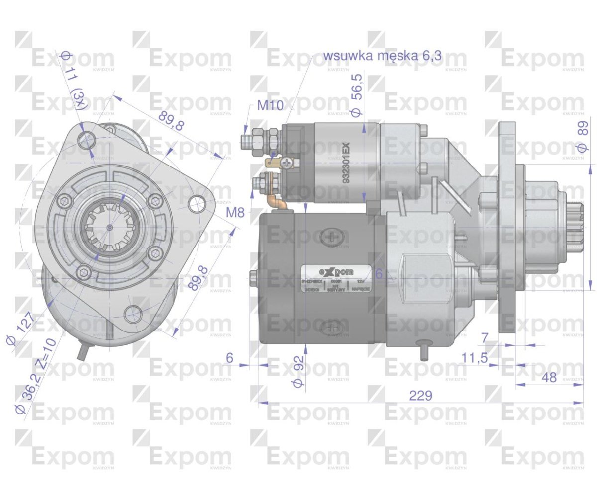 Rozrusznik z reduktorem typu Magneton 9142748 Case MF Blue Line EXPOM KWIDZYN