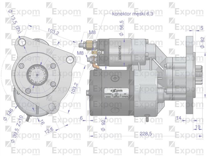 Rozrusznik z reduktorem typu Magneton Case Ford New Holland 9142765 Blue Line EXPOM KWIDZYN