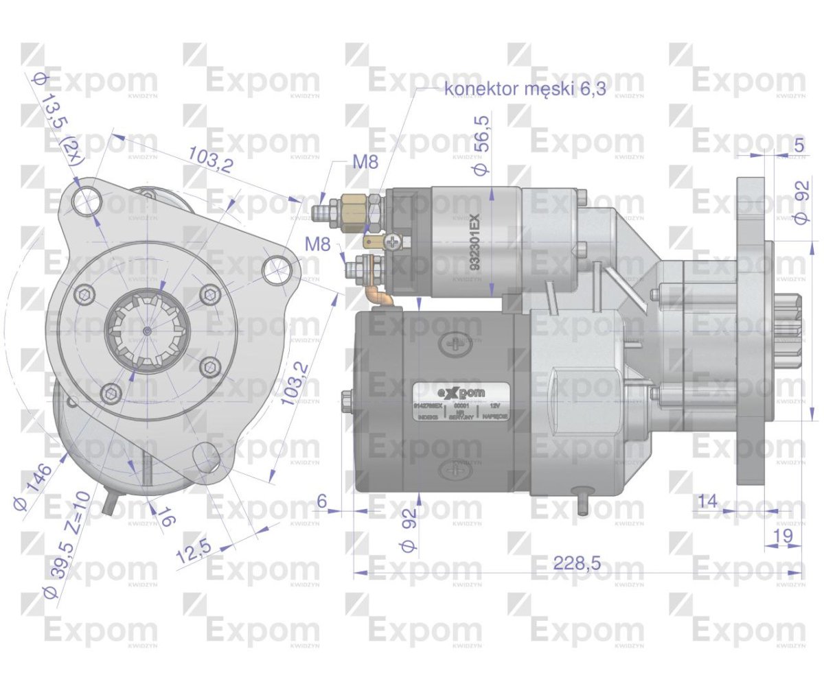Rozrusznik z reduktorem typu Magneton Case Ford New Holland 9142765 Blue Line EXPOM KWIDZYN