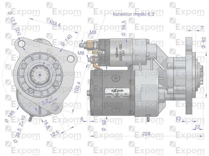 Rozrusznik z reduktorem typu Magneton Case Ford New Holland 9142766 Blue Line EXPOM KWIDZYN