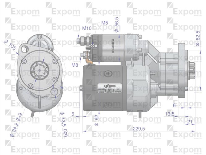 Rozrusznik z reduktorem typu Magneton DEUTZ 9142708 Blue Line EXPOM KWIDZYN