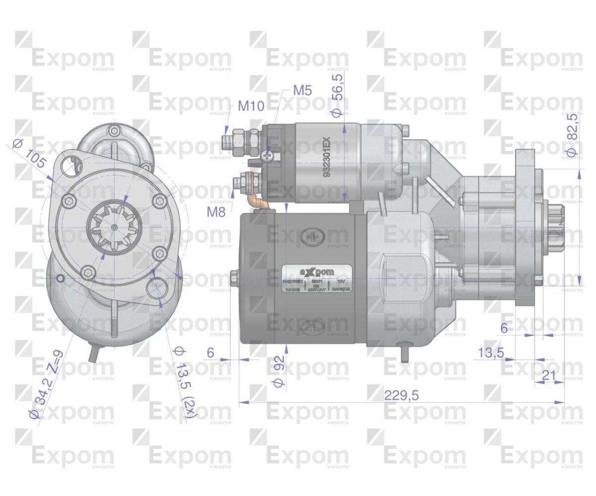 Rozrusznik z reduktorem typu Magneton DEUTZ 9142708 Blue Line EXPOM KWIDZYN