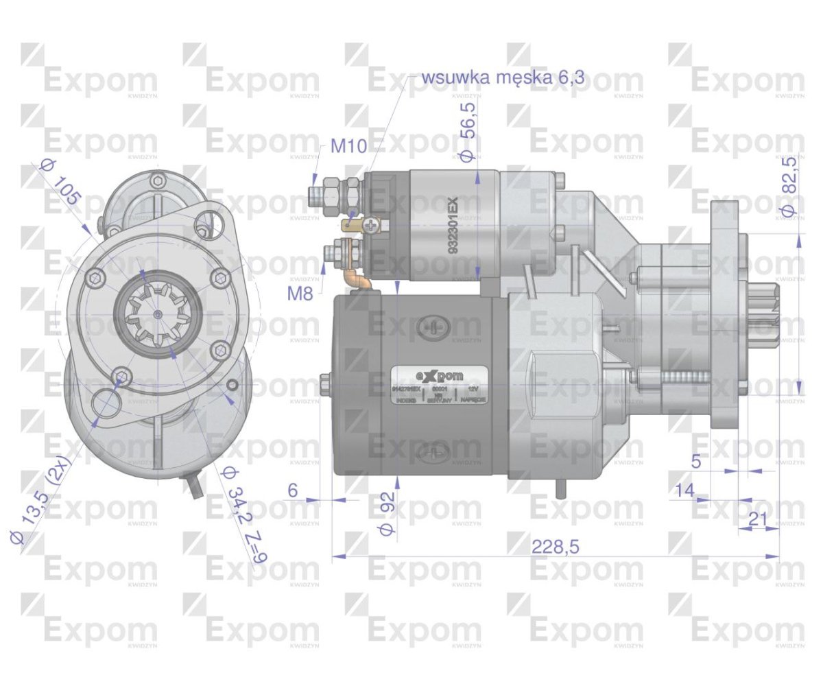Rozrusznik z reduktorem typu Magneton 9142781 C-328 Claas Deutz Blue Line EXPOM KWIDZYN