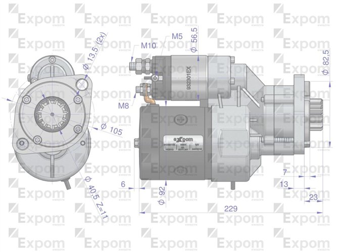 Rozrusznik z reduktorem DEUTZ SAME LAMBORGHINI typu Magneton 9144821 Blue Line EXPOM KWIDZYN