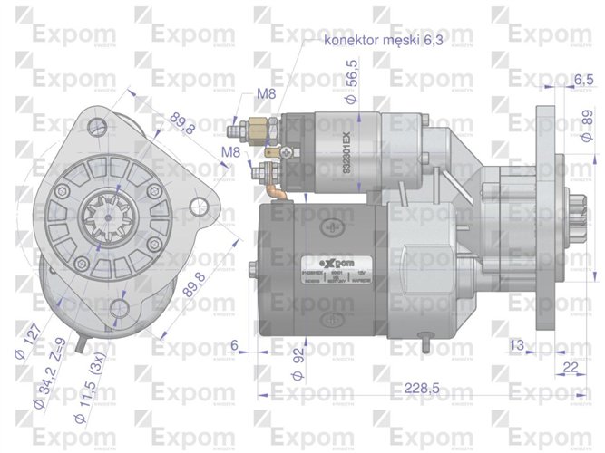Rozrusznik z reduktorem typu Magneton Fendt Renault 9142801 Blue Line EXPOM KWIDZYN