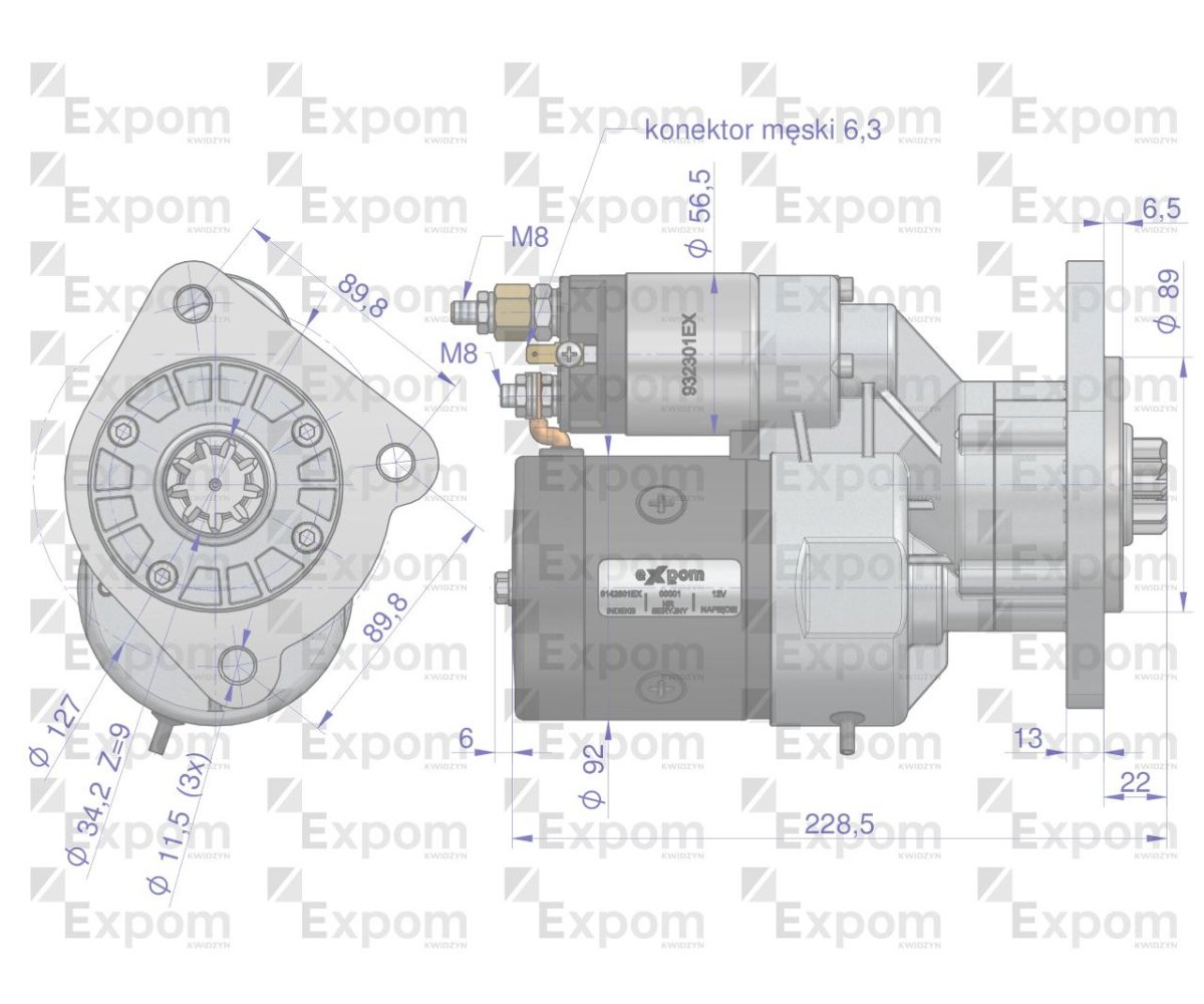 Rozrusznik z reduktorem typu Magneton Fendt Renault 9142801 Blue Line EXPOM KWIDZYN