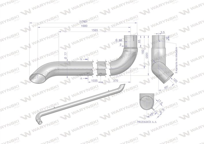 Tłumik rura wylotowa AL116287 John Deere INOX WARYŃSKI
