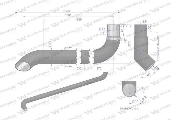 Tłumik rura wylotowa AL116287 John Deere WARYŃSKI