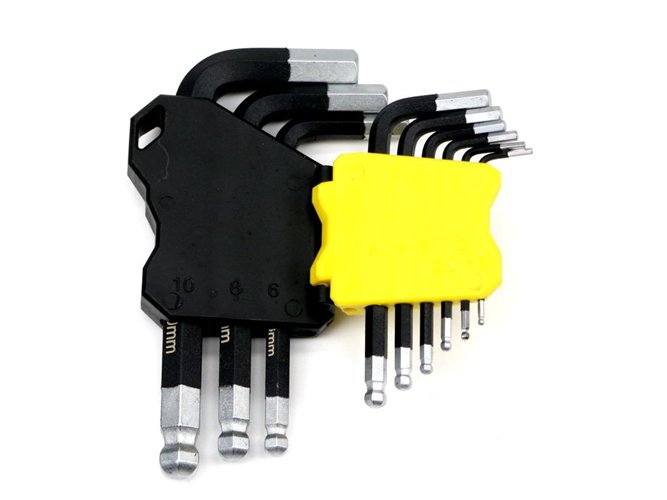 Zestaw kluczy HEX 1.5-10 mm ze stali S2 9el w uchwycie Waryński