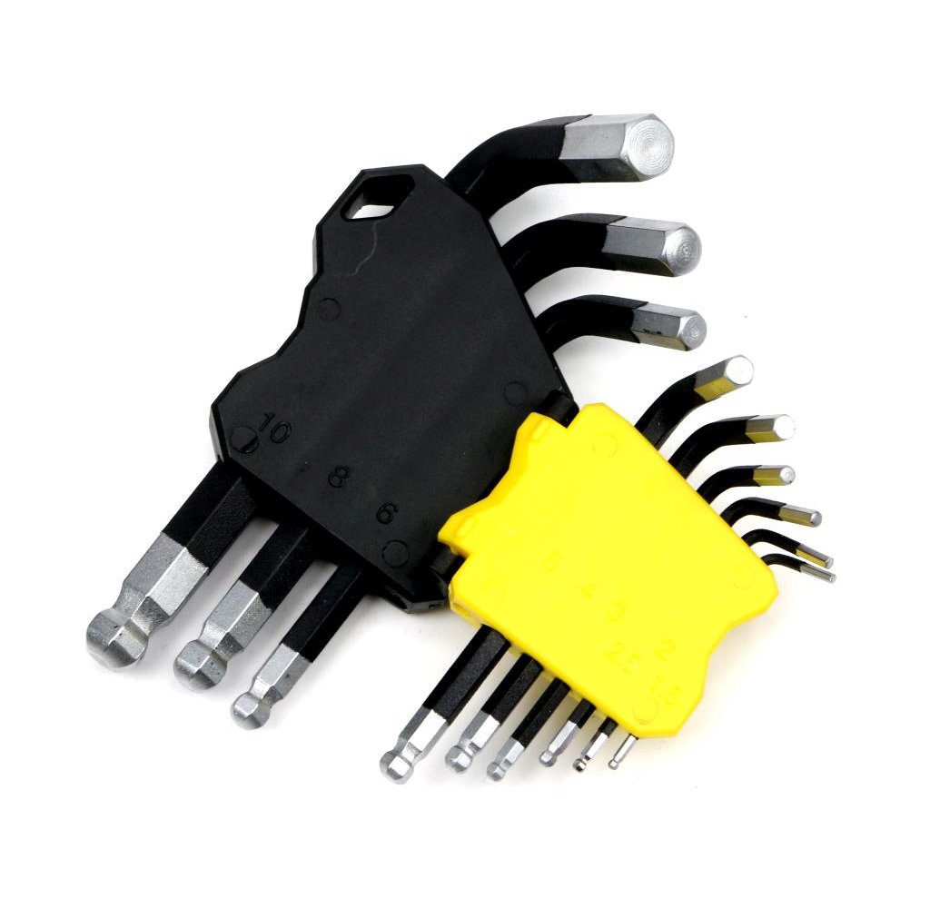 Zestaw kluczy HEX 1.5-10 mm ze stali S2 9el w uchwycie Waryński