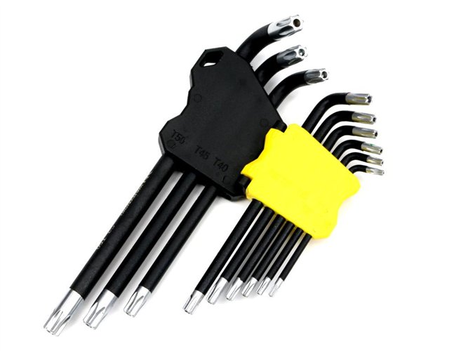 Zestaw kluczy przedłużonych TORX T10-T50 ze stali S2 9el w uchwycie Waryński