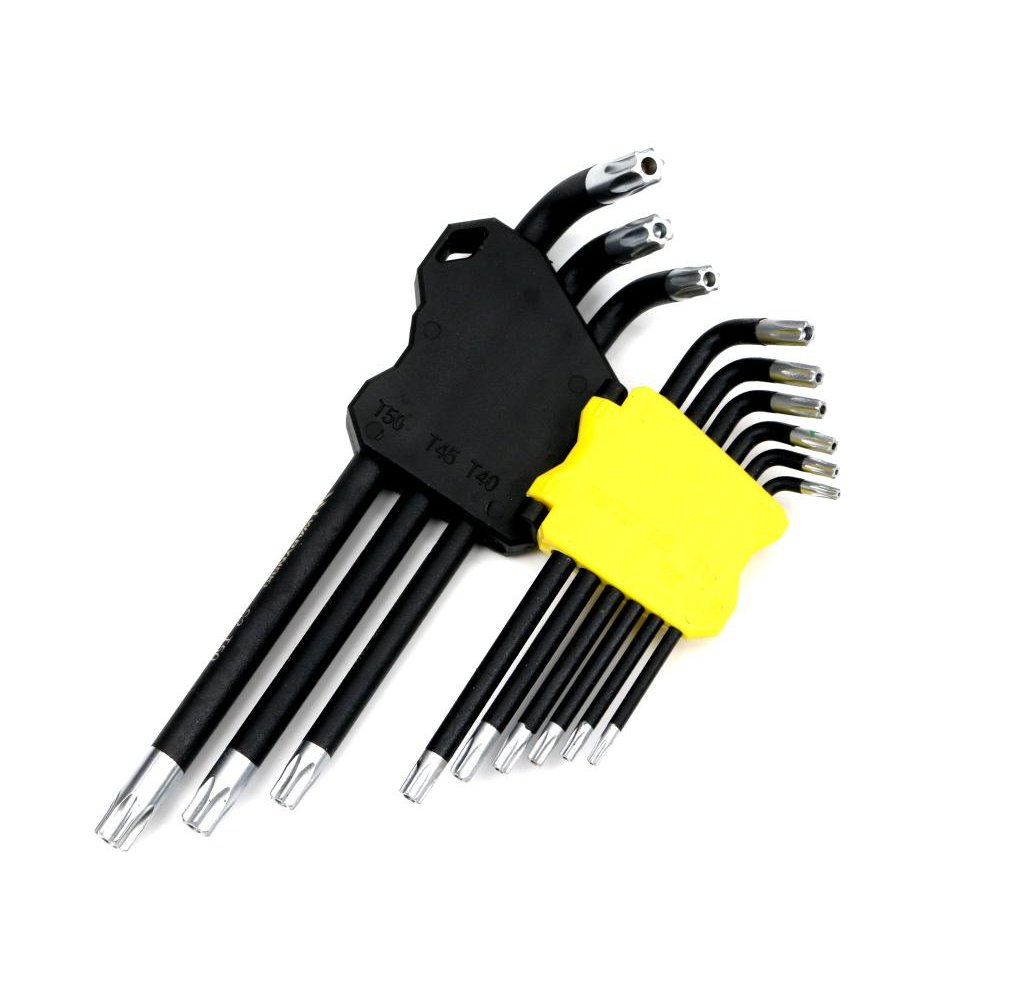 Zestaw kluczy przedłużonych TORX T10-T50 ze stali S2 9el w uchwycie Waryński