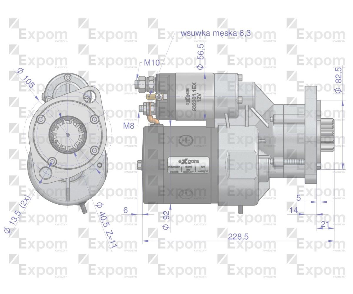 Rozrusznik z reduktorem typu Magneton Lamborghini Same 9142602 Blu Line EXPOM KWIDZYN