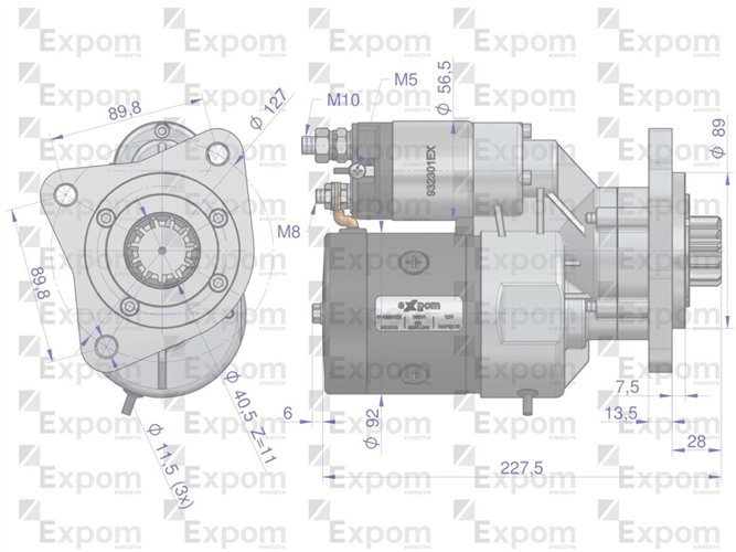 Rozrusznik z reduktorem Same Steyr Lamborghini typu Magneton 9142603,9142880 Blue Line EXPOM KWIDZYN