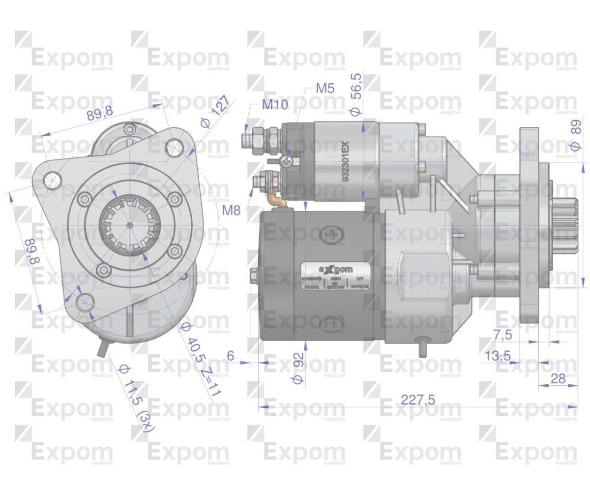 Rozrusznik z reduktorem Same Steyr Lamborghini typu Magneton 9142603,9142880 Blue Line EXPOM KWIDZYN
